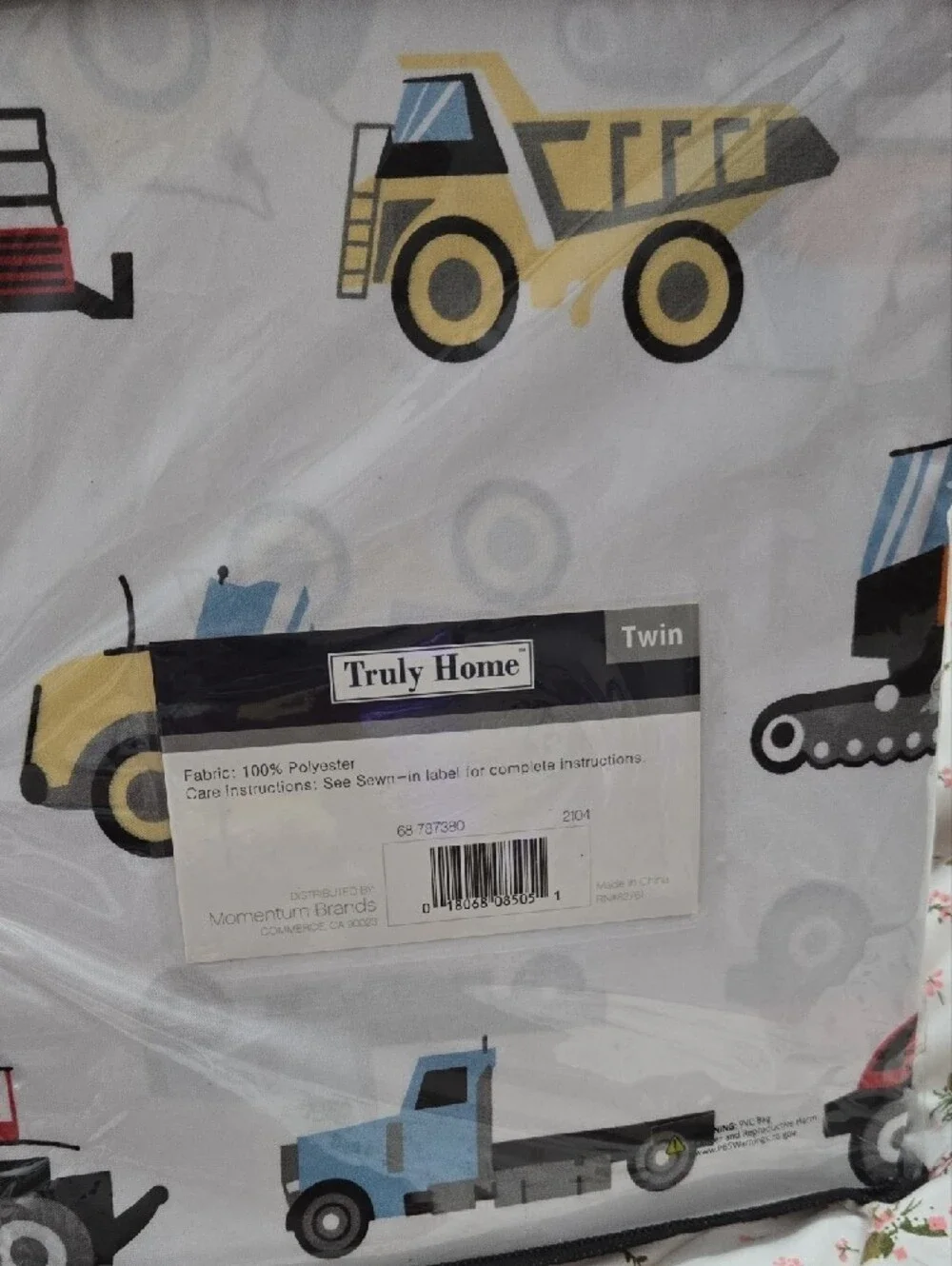 Twin Sheet Set - White Transport Vehicles Print